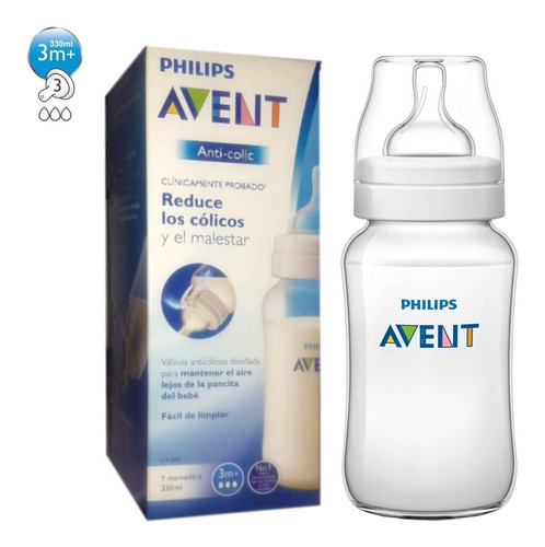 Mamadera Classic+ 330ml Avent Philips Anticolico Mundomanias