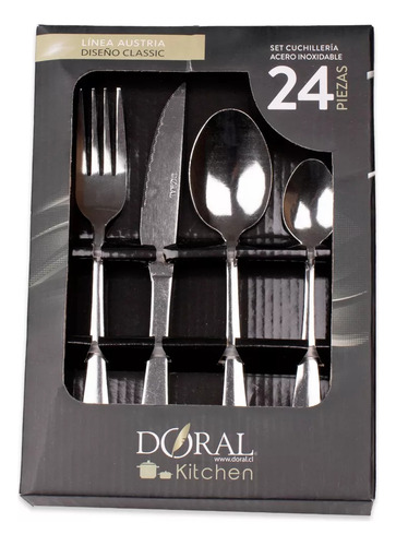Set De Cuchillería Vajilla 24 Piezas Color Plateado