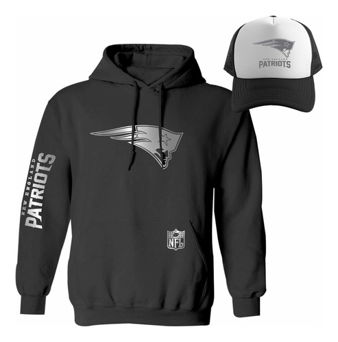 Kit Sudadera + Gorra Estilo New England Patriots Nfl Silver