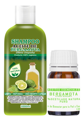 Shampoo De Bergamota 1 Litro Mas Aceite Gratis 