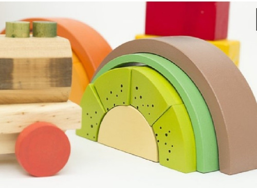 Imagen 2 de 4 de Kiwi Frutas Montessori/waldorf Bloques De Madera