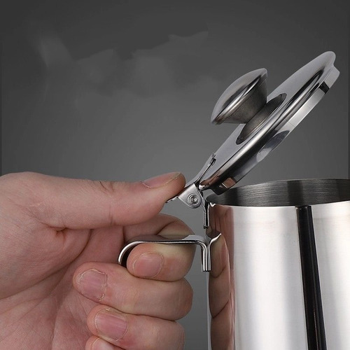 Jarra Latte Art Acero Inox Con Tapa Pico Fino Reforzado