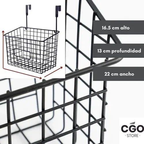 Imagen 4 de 10 de Canasto Organizador Colgante Soporte Puertas Metálico Chavay