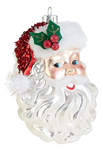 Adorno de cristal para árbol de Navidad con cara de Papá Noel