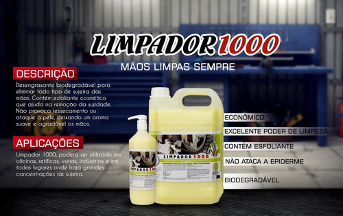 Limpador 1000 2l Desengraxante Para As Mãos Com Esfoliante