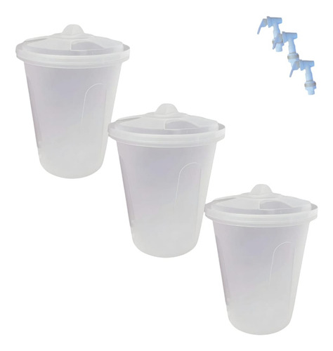 Set 3pz Dispensador/contenedor De Bebidas 12 L Con Llave Transparente
