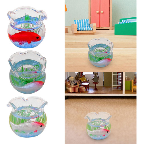 2 Pecera En Miniatura Para Casa De Muñecas, Mini Escena