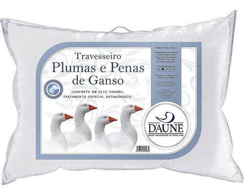 Travesseiro 70% Pluma 30% Pena De Ganso 50cm X 70cm - Daune