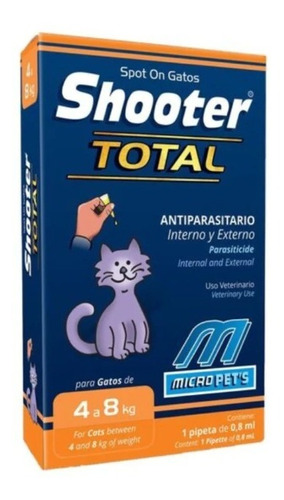 Pipeta Shooter Gatos 4-8k Parásitos Internos Y Externos0,8ml