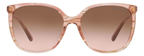 Óculos de sol Michael Kors Sol Mk2137u para adultos com moldura de acetato rosa, lente de policarbonato com gradiente de café