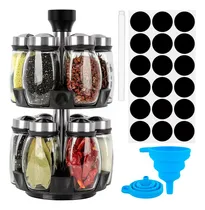 Comprar Bluelander Organizador De Cocina Giratorio 360º Con Juego De 12 Frascos Especieros De Vidrio Con Tapas De Acero Inoxidable, Máxima Durabilidad Y Estabilidad