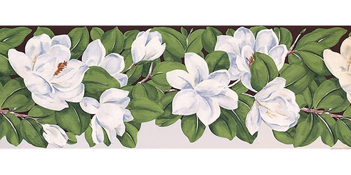 Concord Wallcoverings Wallpaper Border Floral Pattern White 