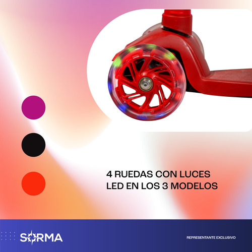 Imagen 5 de 8 de Monopatín Bullfooter Maxi Reforzado- 4 Ruedas Con Luces Led