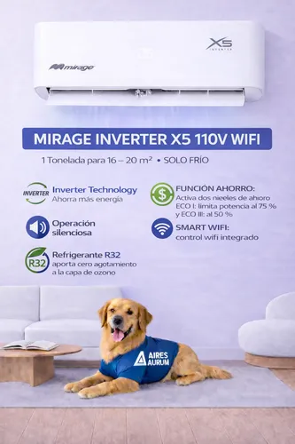 Minisplit Inverter X5 110v 115v Mirage 1 Tonelada 12000 Wifi | Envío gratis