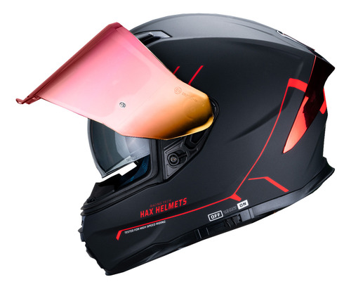 Hax Helmets. Casco Moto Integral Dot + Ece 06. Force Negro