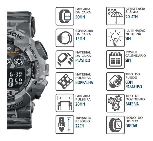 Relógio Casio G-shock Masculino Gd-120cm-8dr
