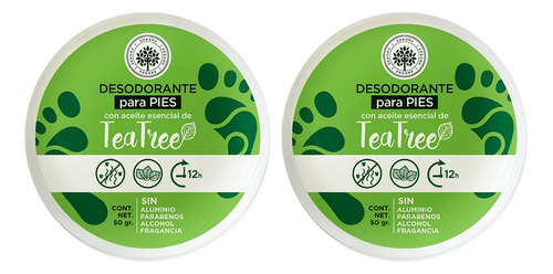 Pack 2 Desodorante De Pies Con Teatree, Consistencia Suave