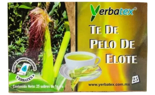 Té De Pelo De Elote 25 Sobres De 1 Gramo Cada Uno Yerbatex.