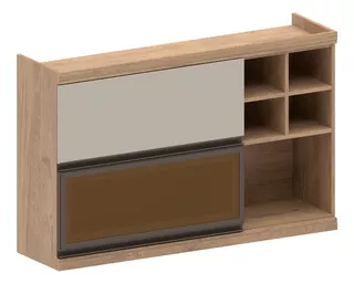 Gabinete Superior Para Cocina Mdp 120cm 2 Puertas 5 Nichos Color Marrón Claro