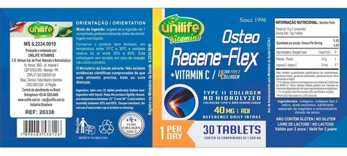 Osteo Regene - Flex +vita. C + Colageno Tipo 2, 30un Unilife