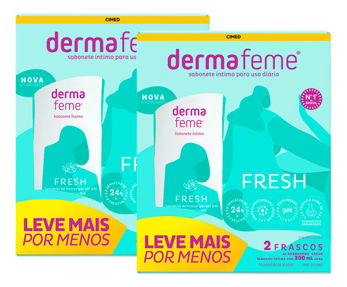 Kit C/ 2 Packs - Sabonete Íntimo Dermafeme Fresh 200ml