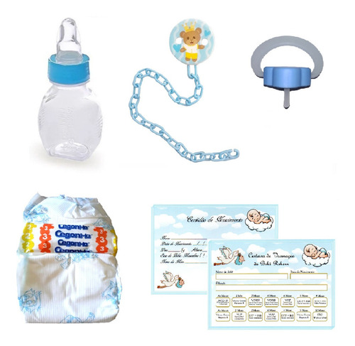 Kit Acessórios Para Boneca Azul Menino Chup Mamad Fralda