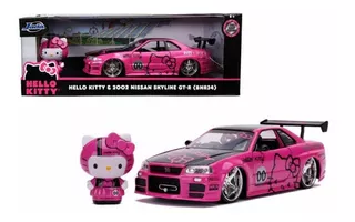 1:24 2002 Nissan Skyline Gt-r + Figura Hello Kitty Color Rosa