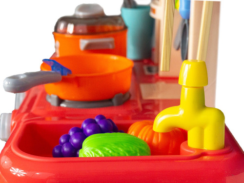 Cocina Cocinita Infantil Luz, Sonido,agua, Vapor 42 Pcs Color Rosa