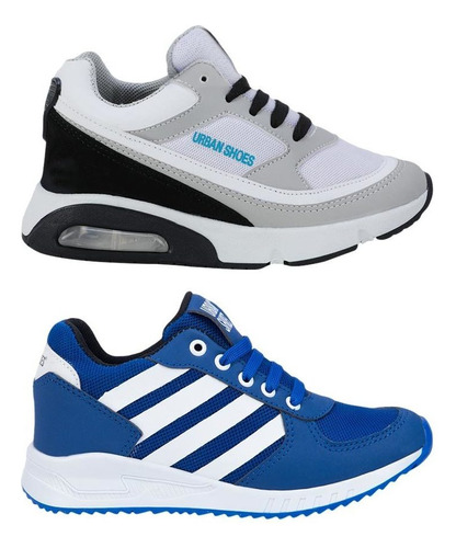 Tenis Niño Urban Shoes Kit 2 Pares Azul Rey/blanco 992484