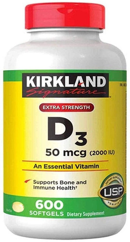 Vitamina D3 2000iu 50 Mcg Kirkland 600 Capsulas Blandas