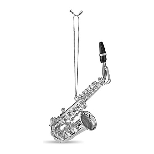 Adorno De Saxofón De Latón Plateado De 5 Pulgadas
