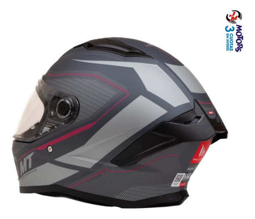 Jm Nuñez Casco Moto Mt Helmet Stinger 2 2025 Yozu Ram Akin Gris Violeta Mint C8 Xl(61-62 Cm)