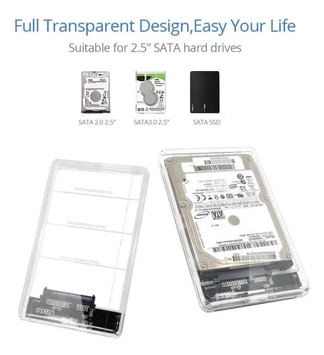 Case Para Hd Externo Transparente Usb 3.0 Sata 2.5 Notebook
