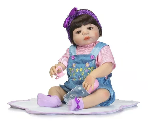 Boneca Bebê Reborn Menina Realista 100% Silicone 55cm Cor: ; Tamanho: 55;