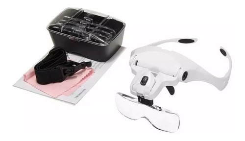 Lupa De Cabeça Tipo Oculos Luz 2led 5 Lentes Para Dentista 