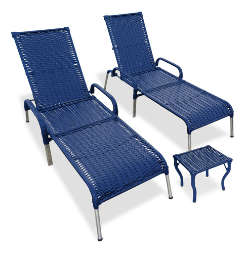 Kit 2 Cadeiras Fibra Sintética Com Regulagem Madrid + Mesa Cor Azul
