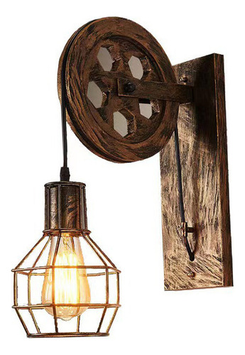 L Lámpara De Pared Rústica Polea Vintage Industrial Oxido