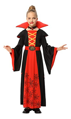 Vestido De Vampiro Real Para Niñas Halloween Vestir Hkdmv