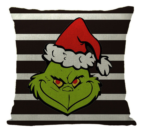 Fundas Almohada Navideñas Lino Monstruo Pelo Verde 5 Piezas