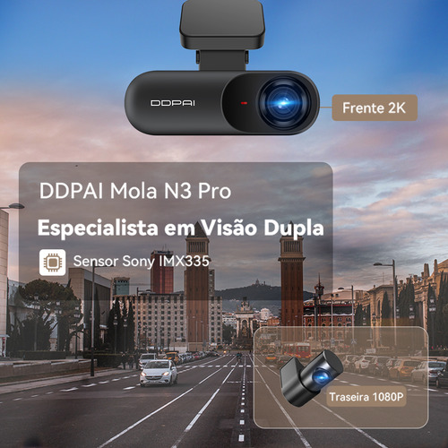 Câmera Veicular N3 Pro Gps Ddpai 1600p+1080p Wifi App Sr2.0 N3 Pro Gps+64gb