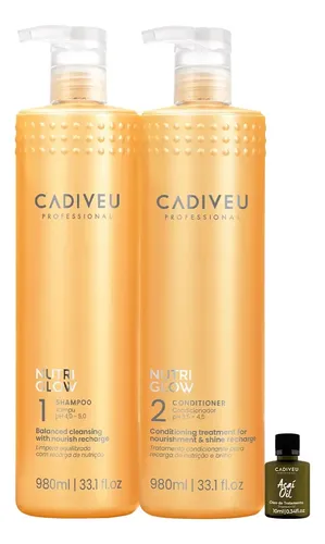 Kit Cadiveu Nutri Glow Shampoo Condicionador G E Açai Oil