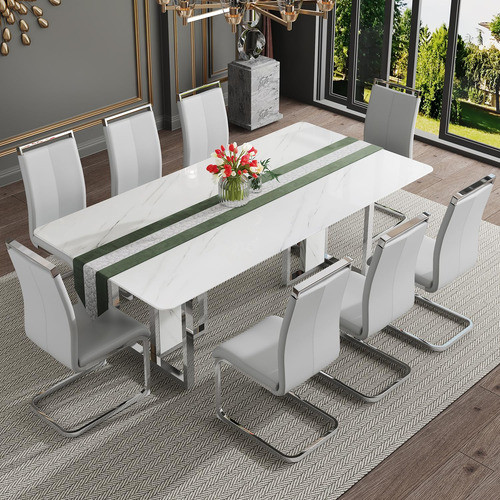 Hohoedc Juego De Mesa De Comedor Moderno De 79 Pulgadas Para