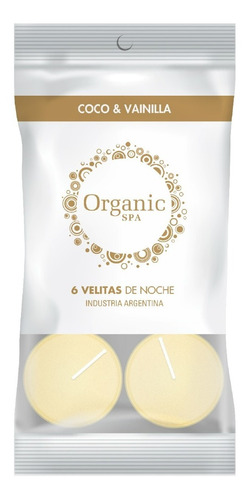 Velitas De Noche X 6u. Coco Vainilla Organic Spa