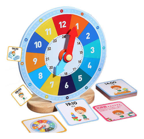 Reloj De Madera Montessori Tiempo Actividad Minutos Horas