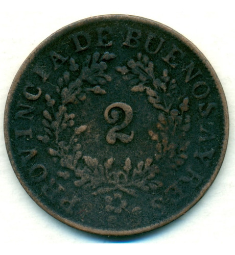 Buenos Aires, Argentina 2 Reales 1854 Decente