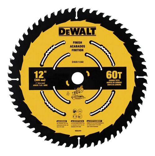 Disco de sierra con hoja circular Dewalt Dwa11260 de 12 pulgadas y 60 d