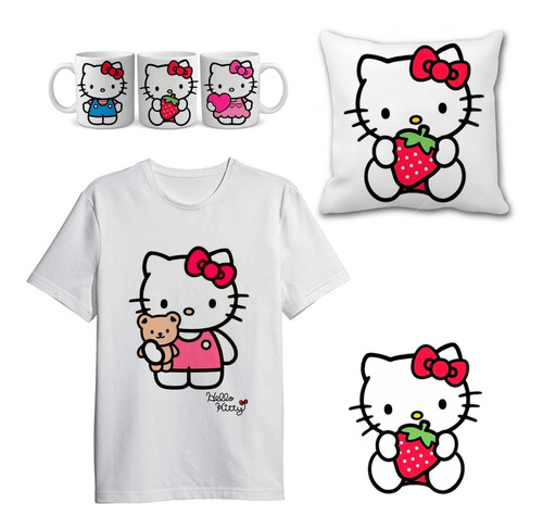 Remera Hello Kitty + Combo Taza Y Almohadón 30x30