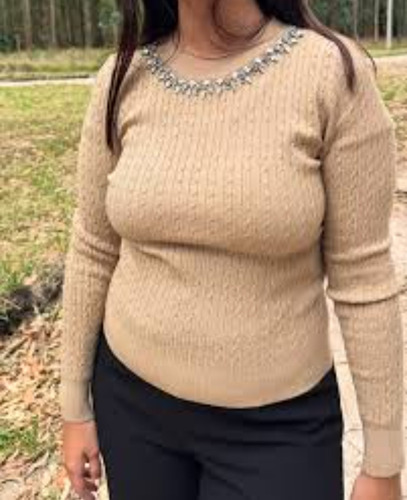 Sweater Mujer Brillos Tejido Elastizado Trenzado K-lipso