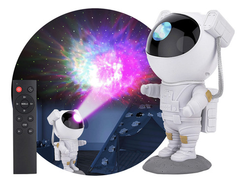 Proyector Velador Astronauta Galaxia Nebulosa Inalambrico Estructura Blanco Pantalla Negro