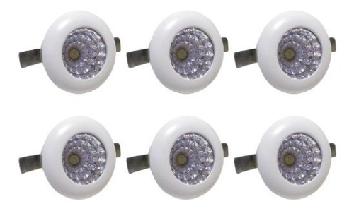 6 Mini Spot Led Redondo Branco 1w Bivolt Branco Frio